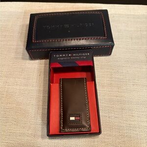 Tommy Hilfiger Dark Brown Leather Money Clip
